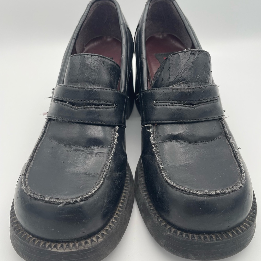 Women's Black Chunky Heel Loafers Bongo - Picture 2 of 8